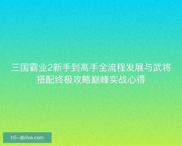 三国霸业2新手到高手全流程发展与武将搭配终极攻略巅峰实战心得 三国霸业2新手到高手全流程发展与武将搭配终极攻略巅峰实战心得